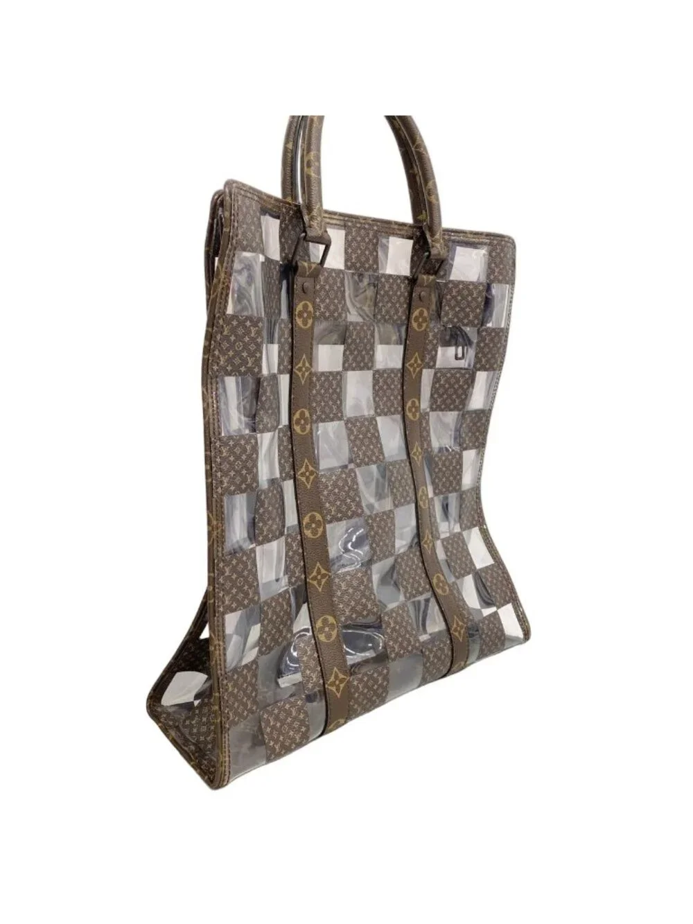 Louis Vuitton Handbag Monogram Chess Sac Plat Brown Clear 2-Way